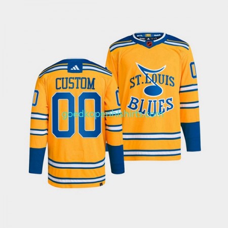St. Louis Blues Custom Adidas 2022-2023 Reverse Retro Geel Authentic Shirt - Mannen